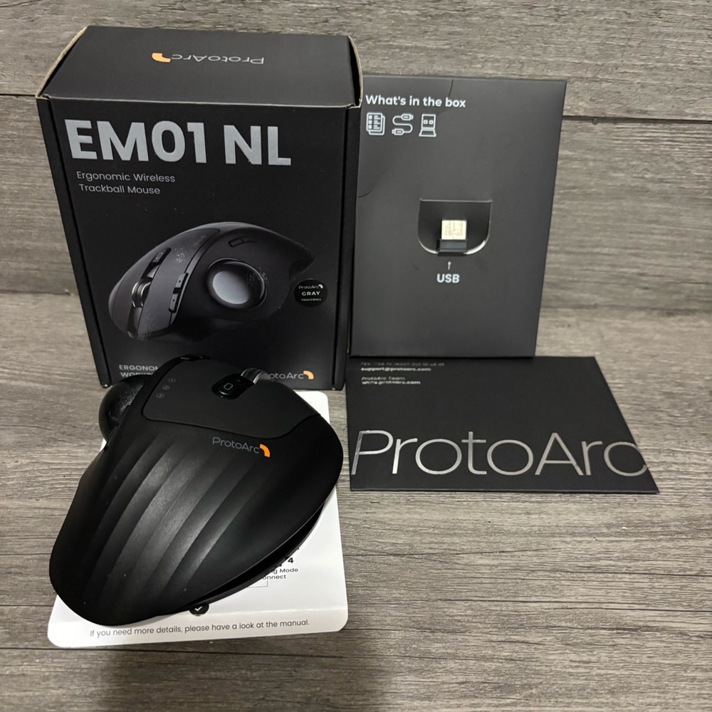 Protoarc EM01 NL Wireless Ergonomic Trackball Mouse